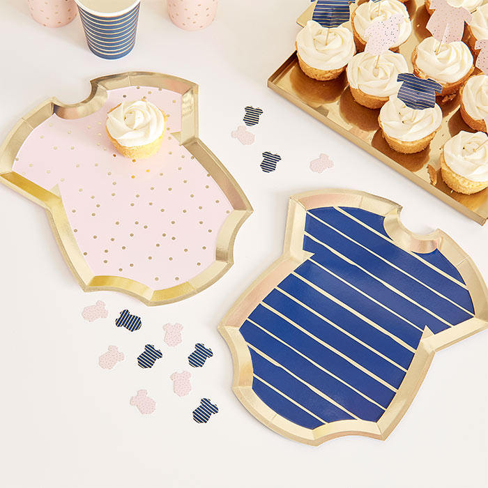 gr-104-gold-foiled-pink-and-navy-baby-grow-shaped-plates